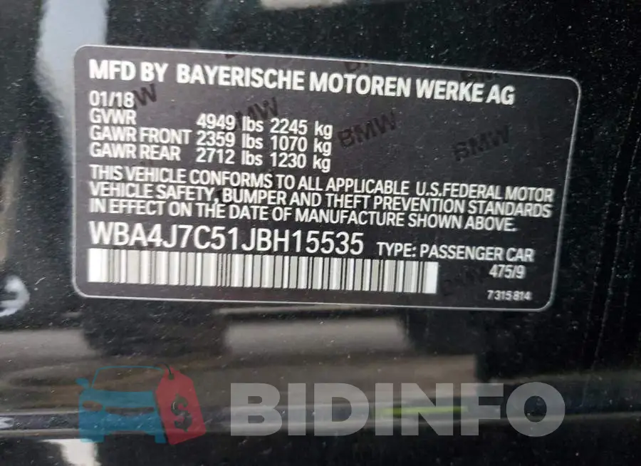 WBA4J7C51JBH15535 Photo# 12