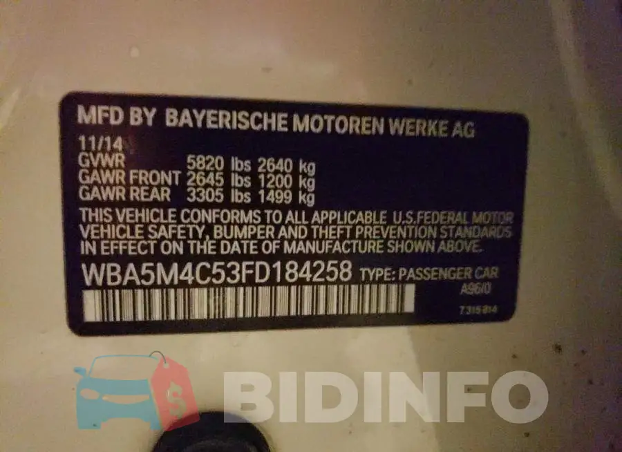 WBA5M4C53FD184258 Photo# 12