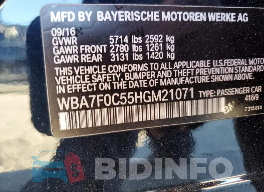 WBA7F0C55HGM21071 Photo# 12