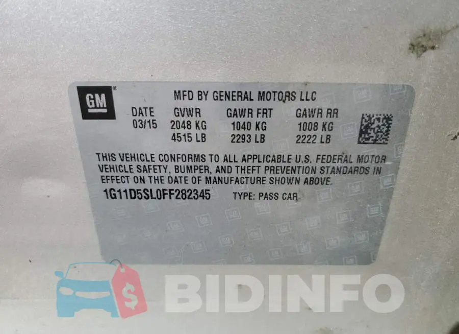 1G11D5SL0FF282345 Photo# 12