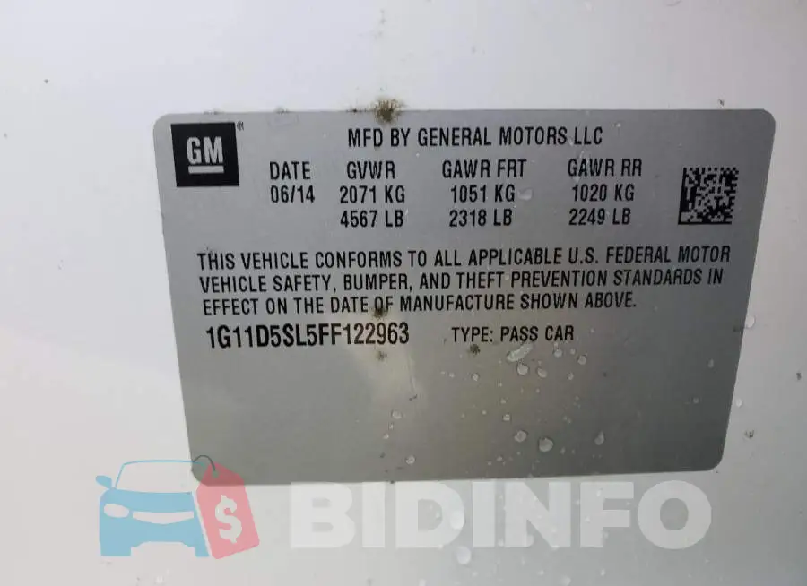 1G11D5SL5FF122963 Photo# 12