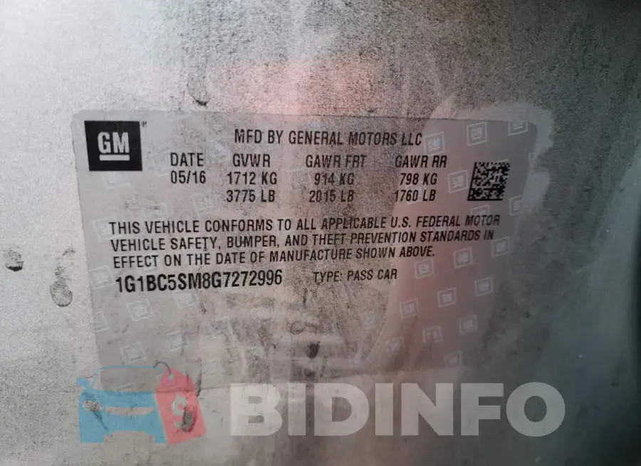 1G1BC5SM8G7272996 Photo# 12