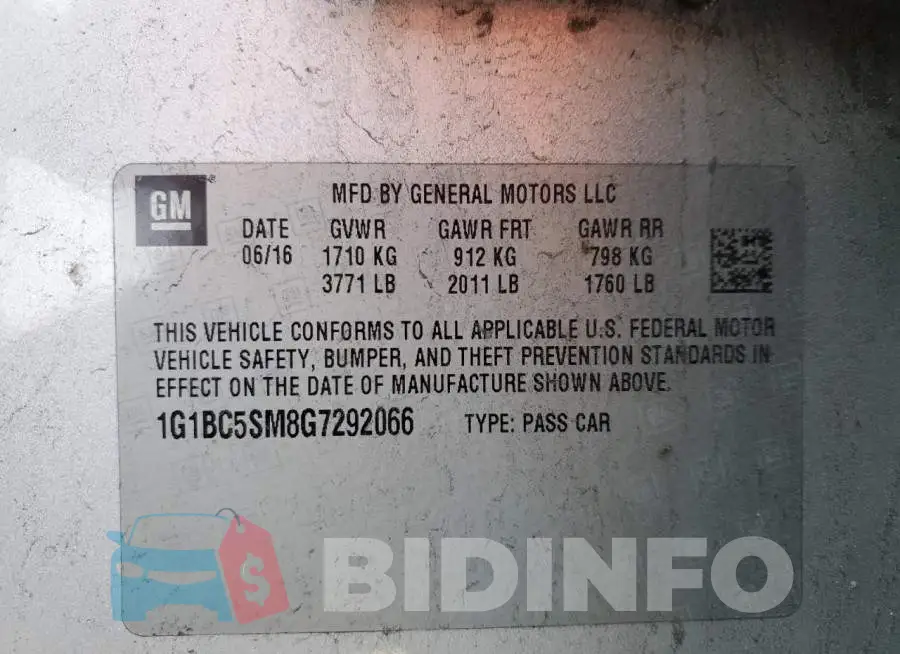 1G1BC5SM8G7292066 Photo# 12