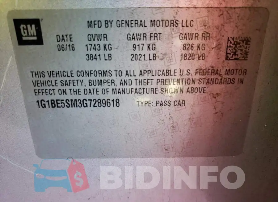 1G1BE5SM3G7289618 Photo# 12