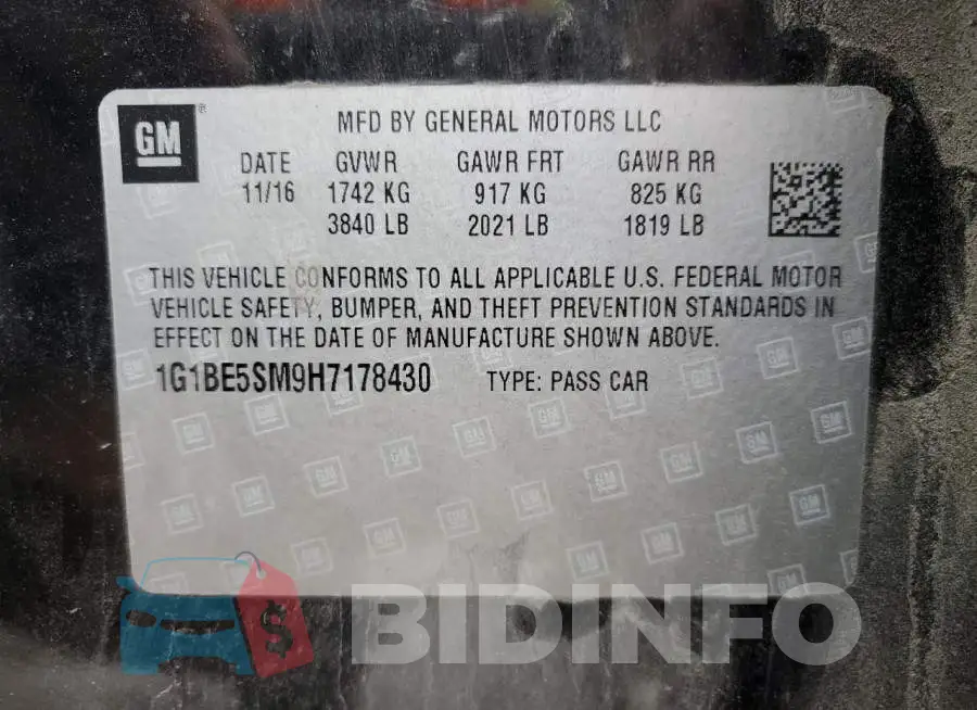 1G1BE5SM9H7178430 Photo# 13