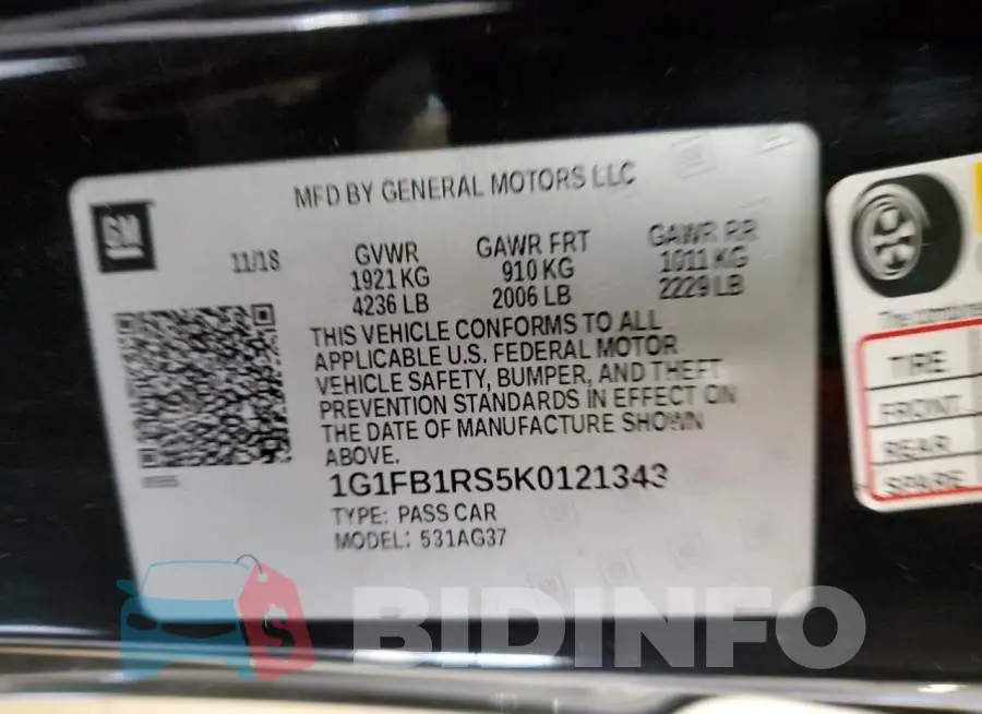 1G1FB1RS5K0121343 Photo# 12