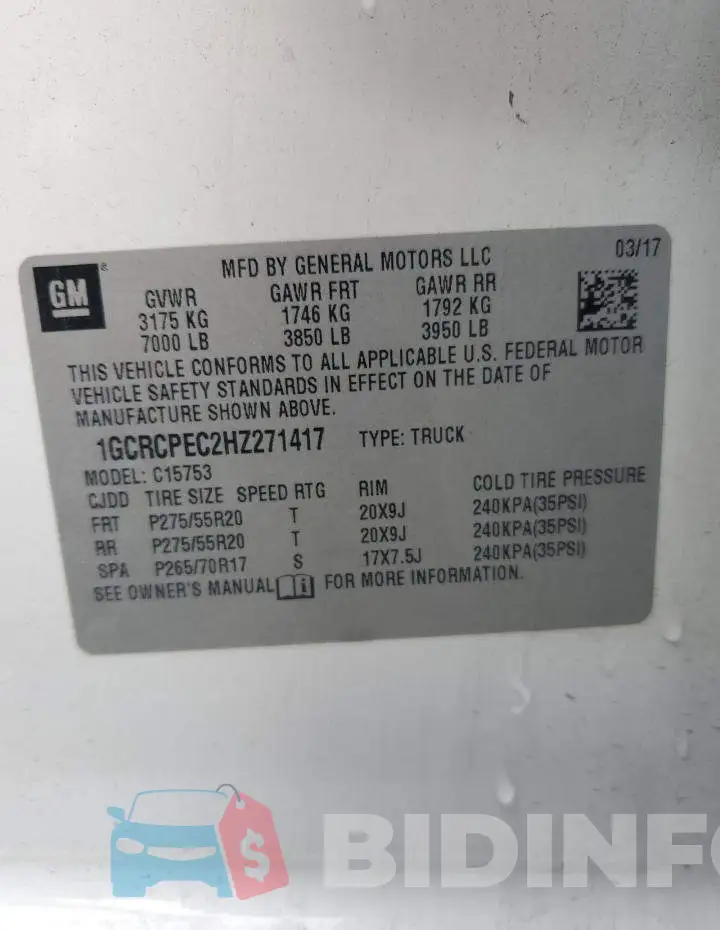 1GCRCPEC2HZ271417 Photo# 12