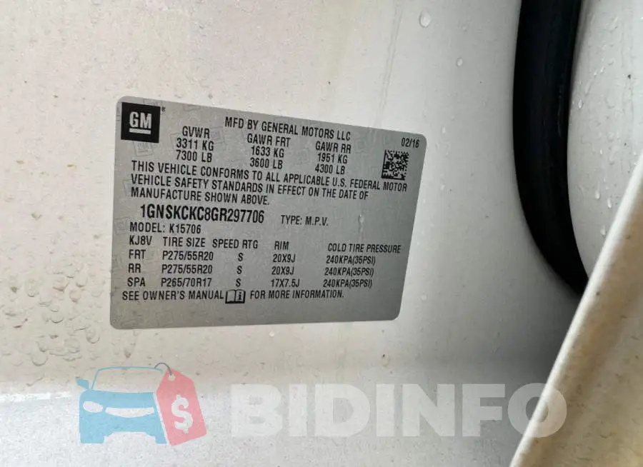 1GNSKCKC8GR297706 Photo# 10