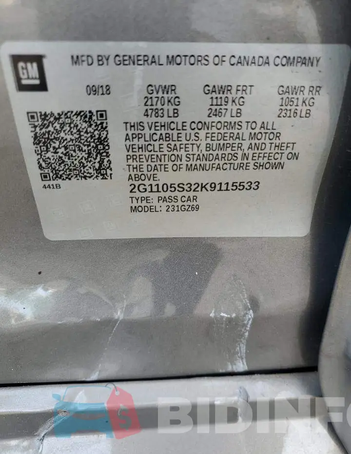 2G1105S32K9115533 Photo# 13
