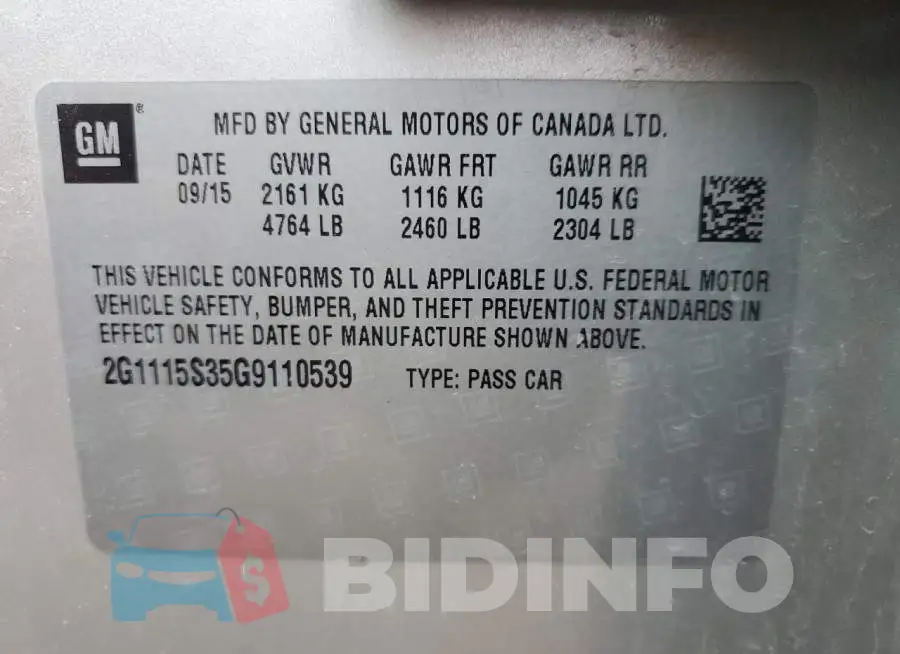 2G1115S35G9110539 Photo# 12