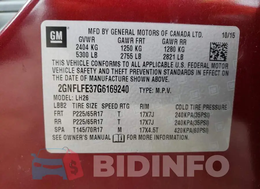 2GNFLFE37G6169240 Photo# 13