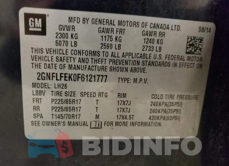 2GNFLFEK0F6121777 Photo# 12