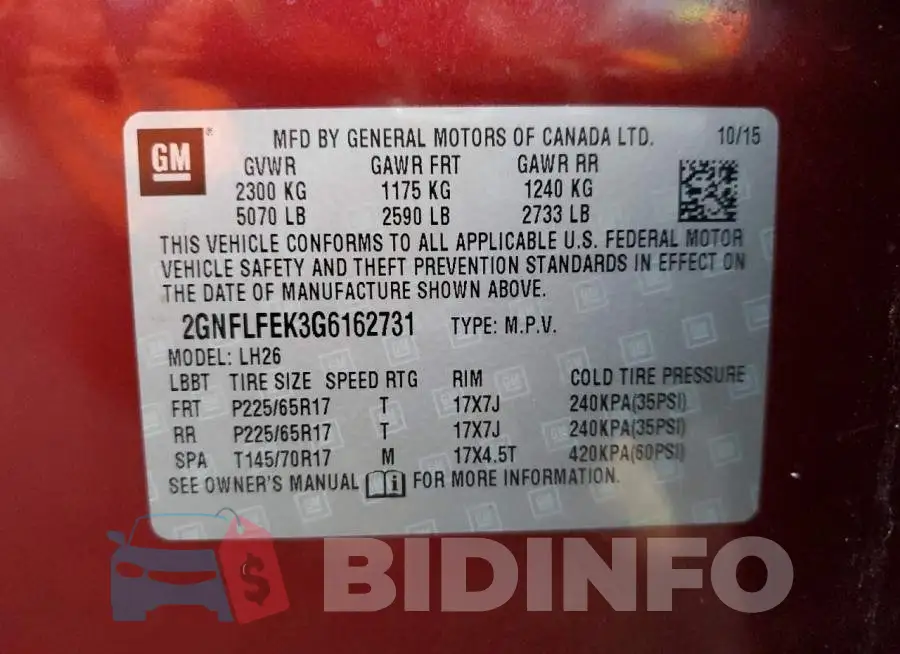 2GNFLFEK3G6162731 Photo# 13