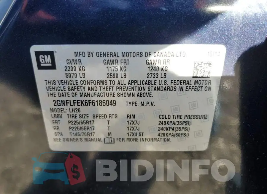 2GNFLFEK6F6186049 Photo# 12