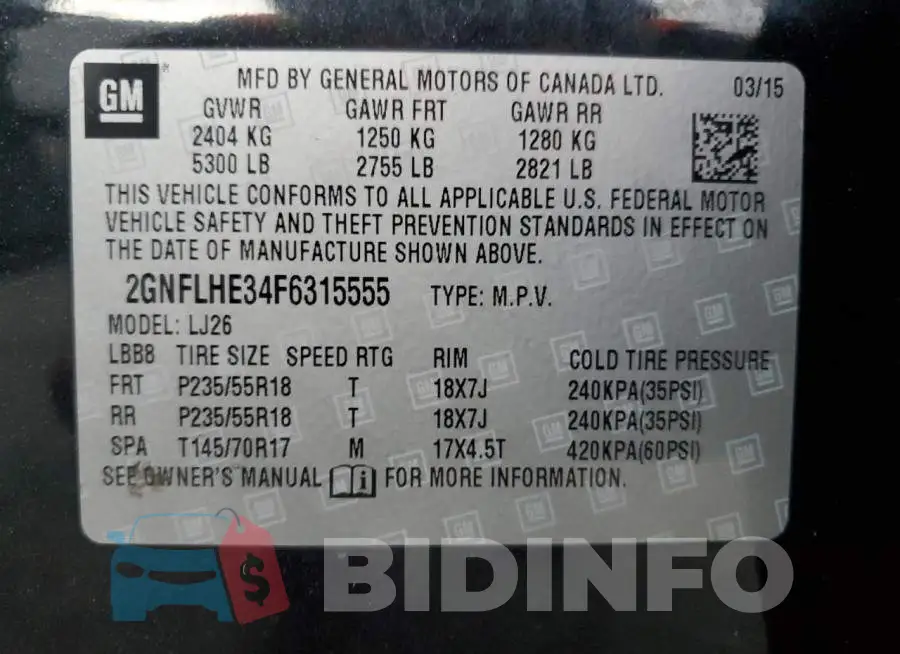 2GNFLHE34F6315555 Photo# 13