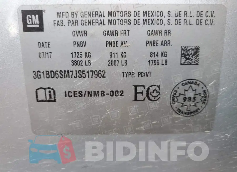 3G1BD6SM7JS517962 Photo# 12