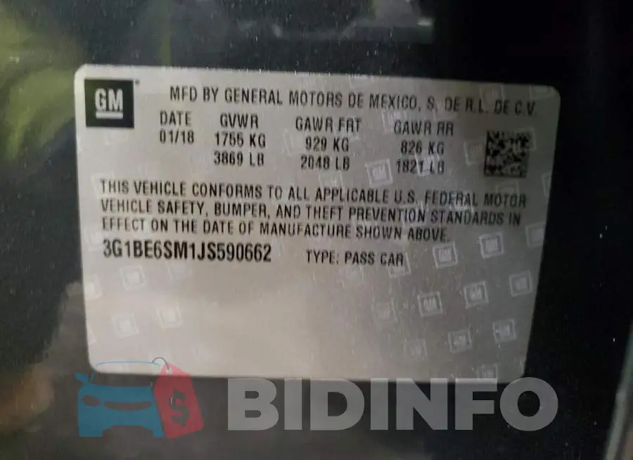 3G1BE6SM1JS590662 Photo# 12