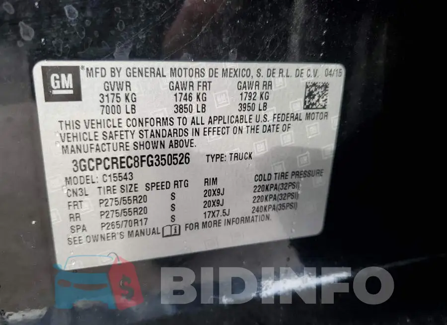 3GCPCREC8FG350526 Photo# 12