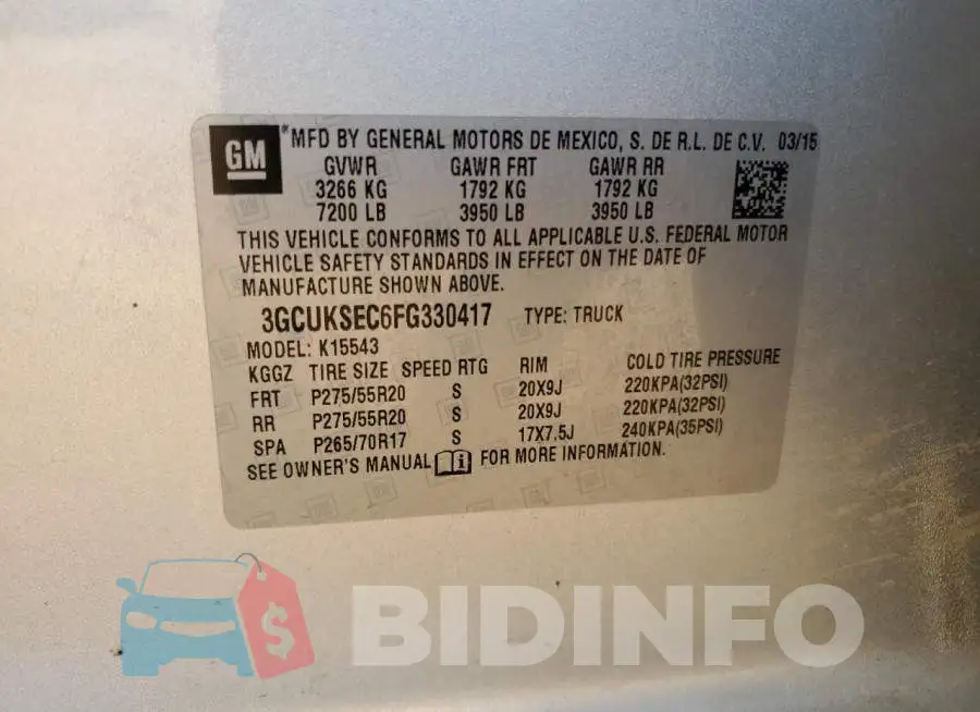 3GCUKSEC6FG330417 Photo# 12