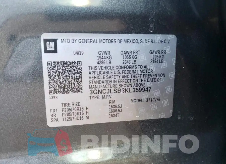 3GNCJLSB3KL359947 Photo# 13
