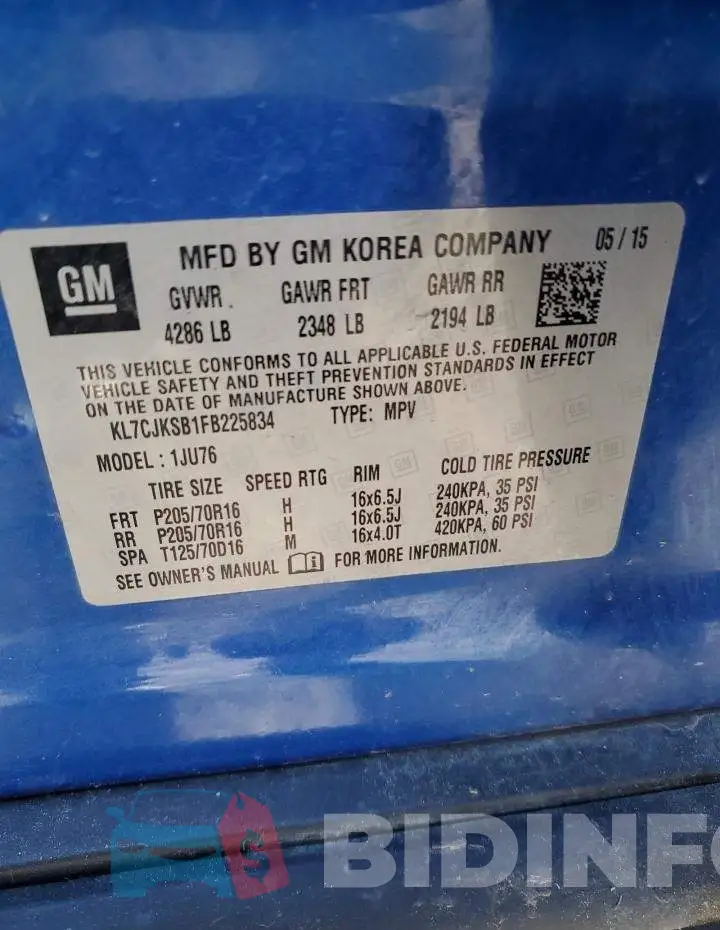 KL7CJKSB1FB225834 Photo# 13