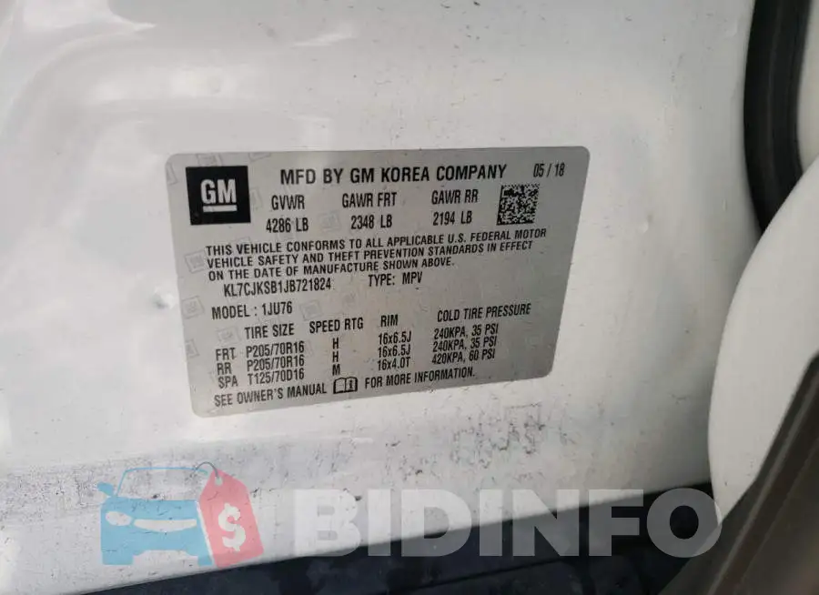 KL7CJKSB1JB721824 Photo# 12