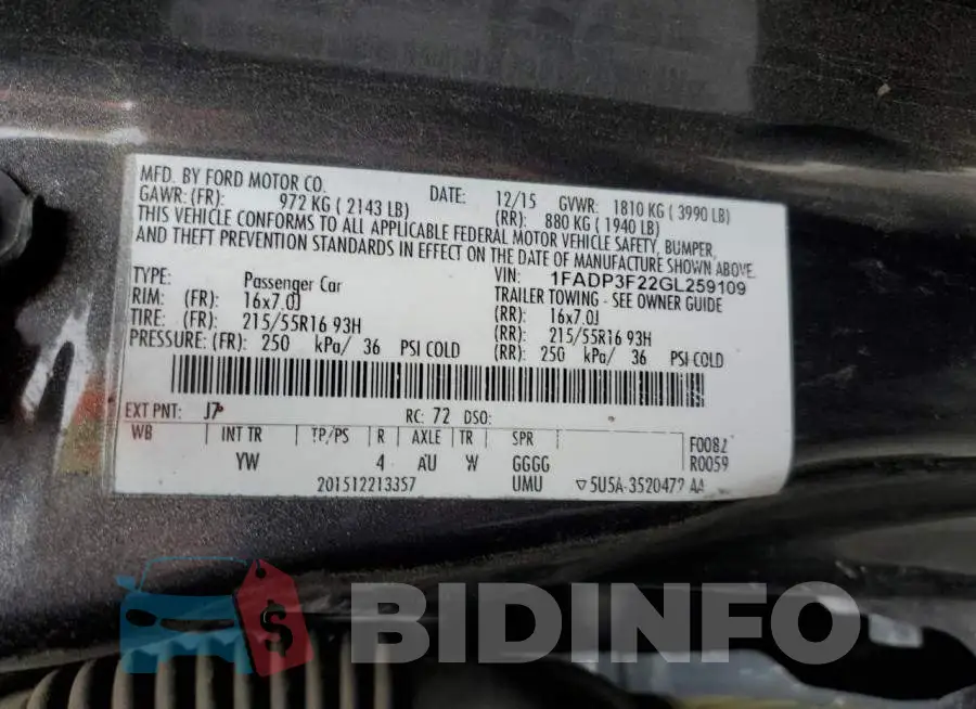 1FADP3F22GL259109 Photo# 12