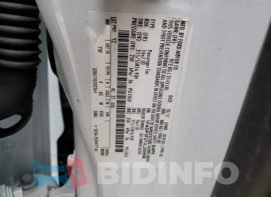 1FADP3F27JL200998 Photo# 12