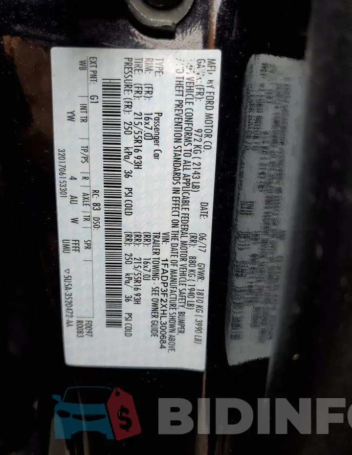 1FADP3F2XHL300684 Photo# 12