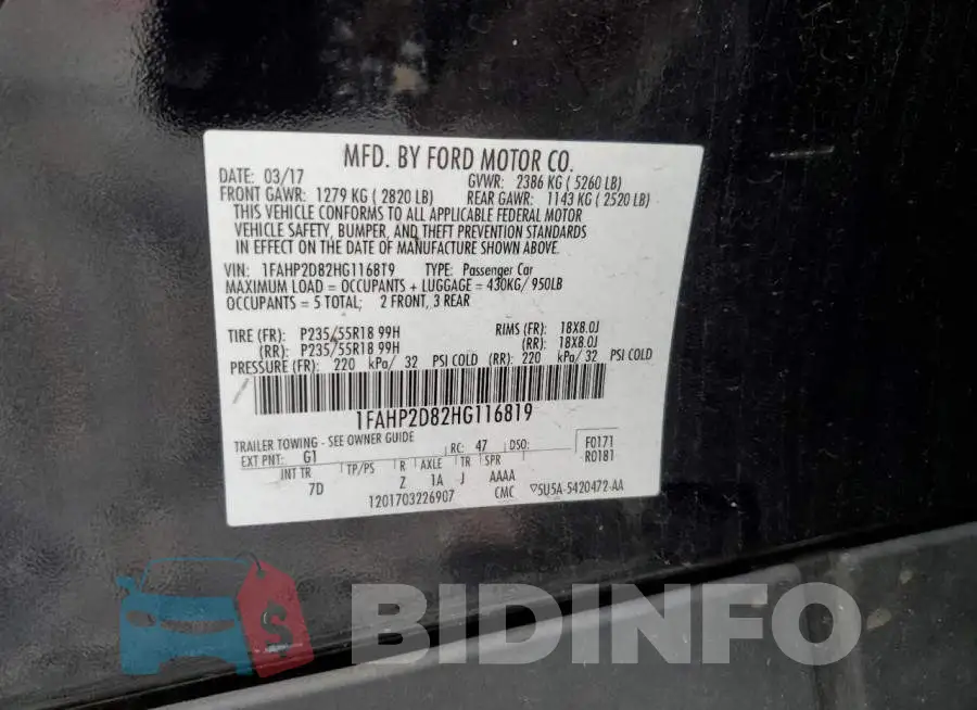 1FAHP2D82HG116819 Photo# 13