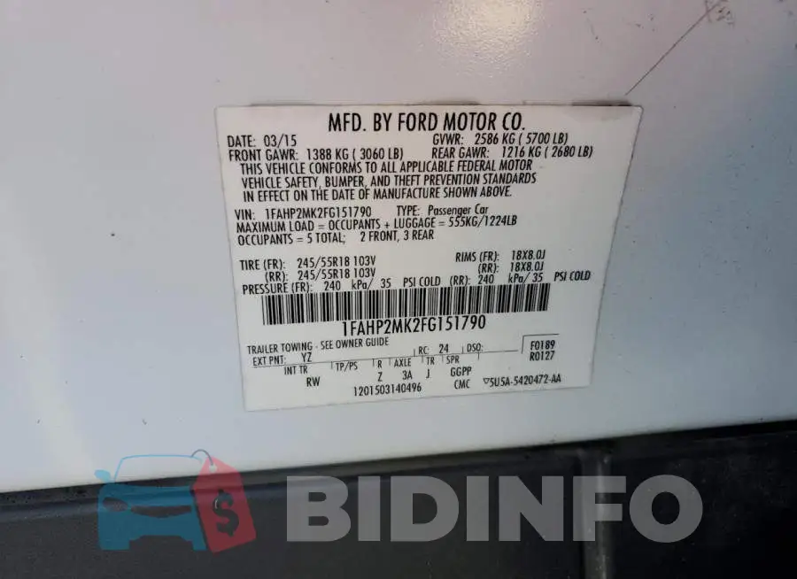 1FAHP2MK2FG151790 Photo# 12