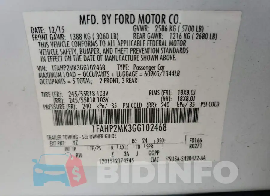 1FAHP2MK3GG102468 Photo# 12