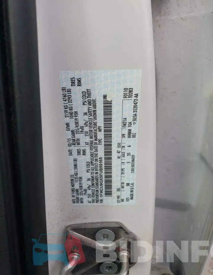 1FMCU9GX5FUB59165 Photo# 14