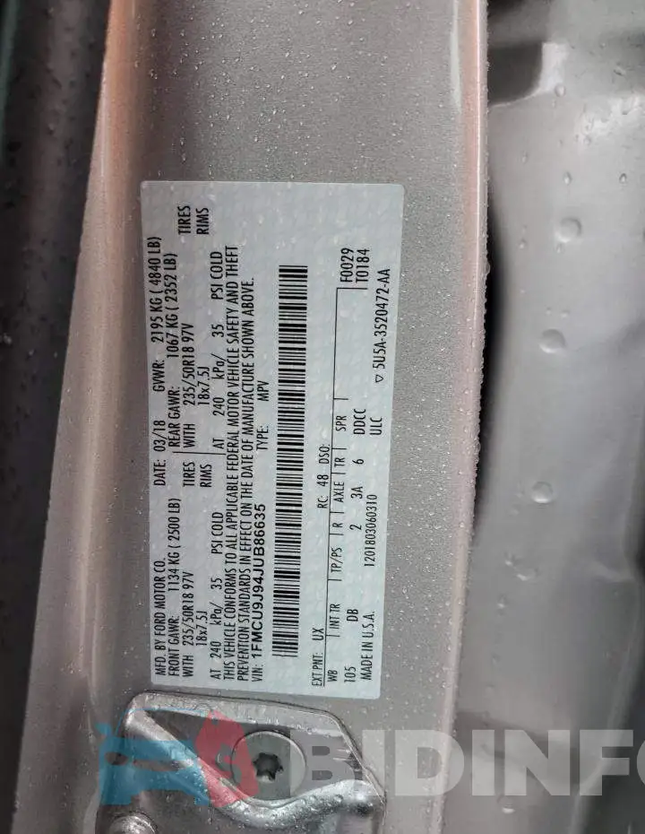 1FMCU9J94JUB86635 Photo# 12