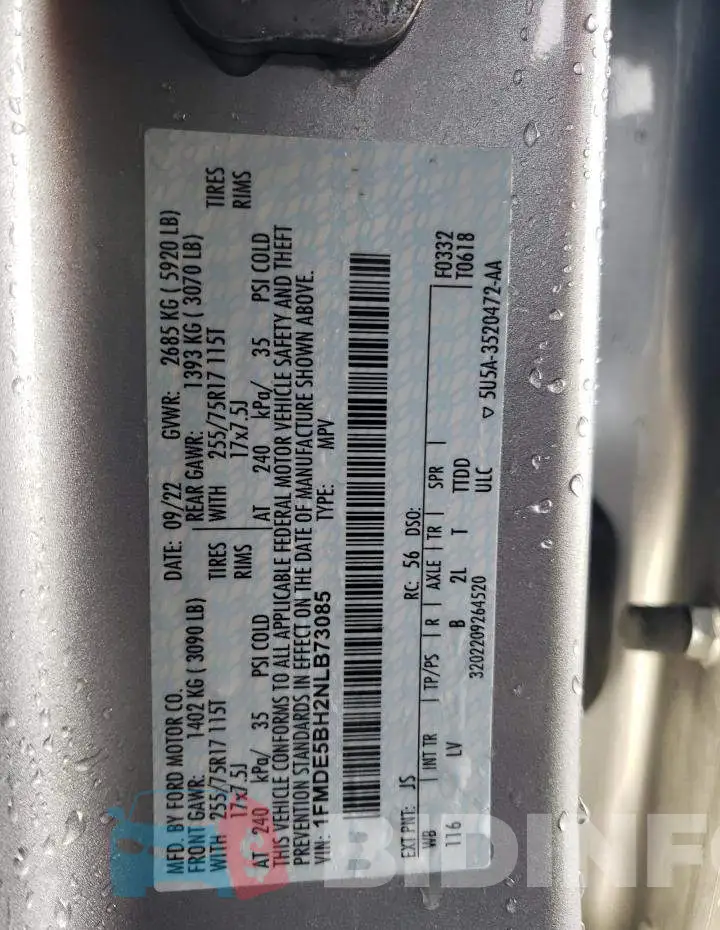 1FMDE5BH2NLB73085 Photo# 14
