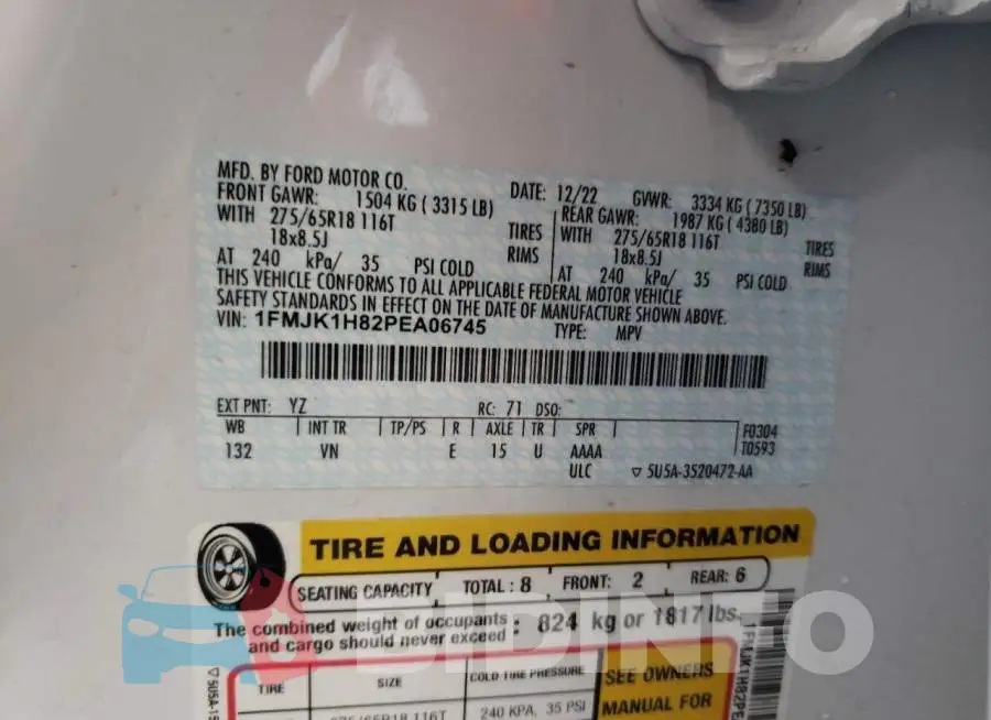 1FMJK1H82PEA06745 Photo# 14