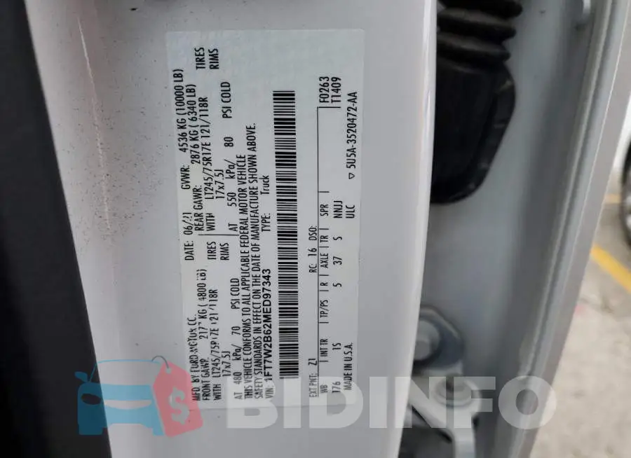 1FT7W2B62MED97343 Photo# 13