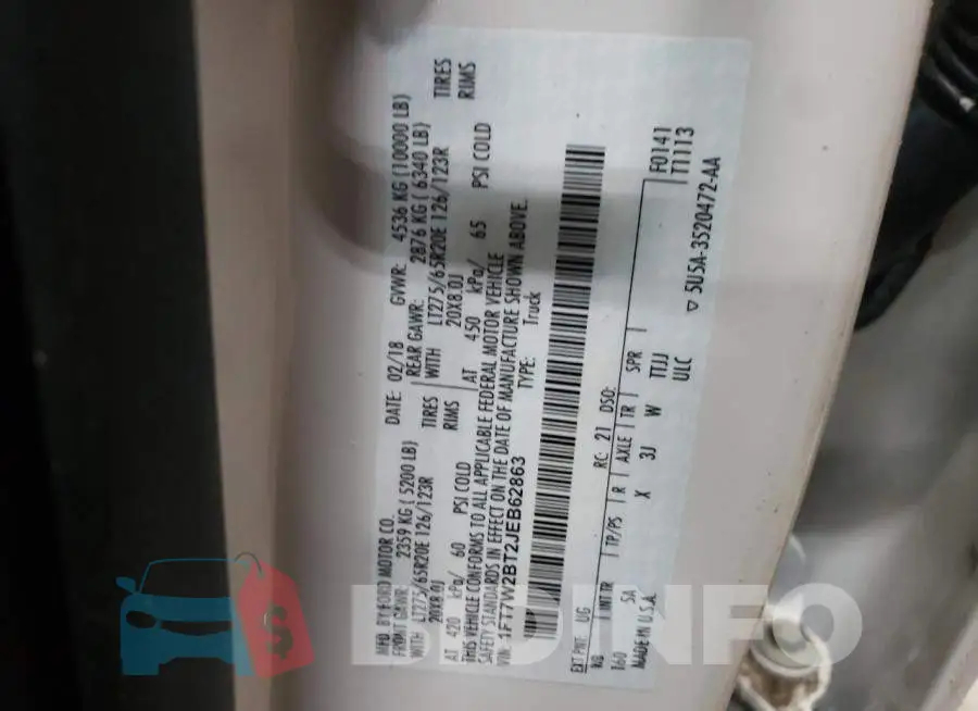 1FT7W2BT2JEB62863 Photo# 12