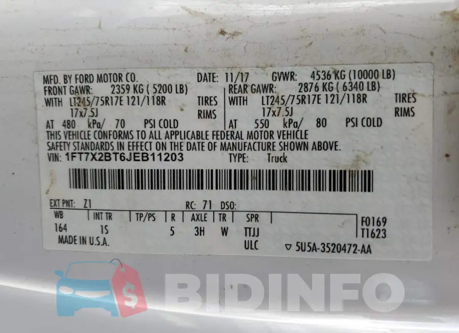 1FT7X2BT6JEB11203 Photo# 12