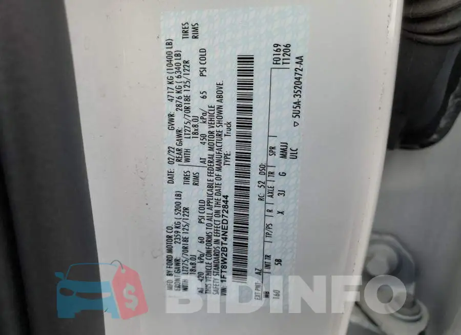 1FT8W2BT4NED72844 Photo# 12