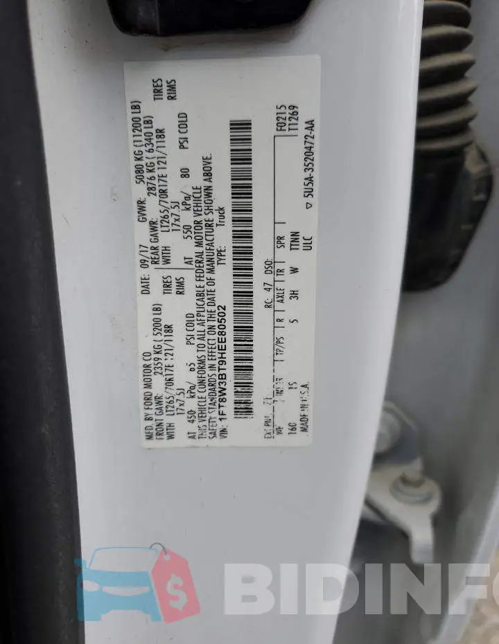 1FT8W3BT9HEE80502 Photo# 12