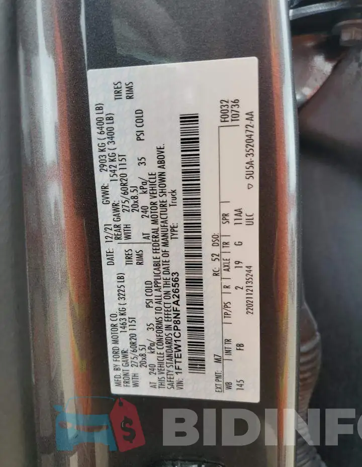 1FTEW1CP8NFA26563 Photo# 12