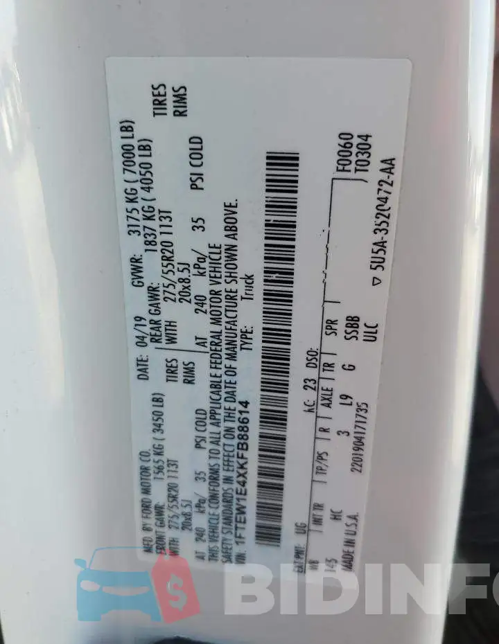 1FTEW1E4XKFB88614 Photo# 12