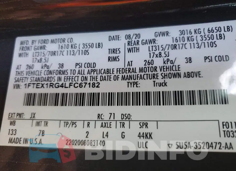 1FTEX1RG4LFC67182 Photo# 12