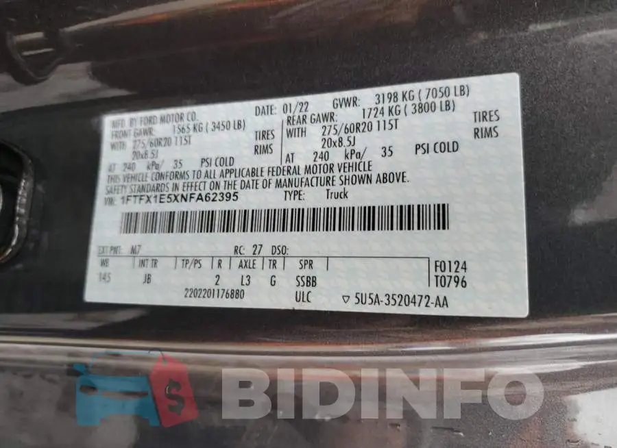 1FTFX1E5XNFA62395 Photo# 12