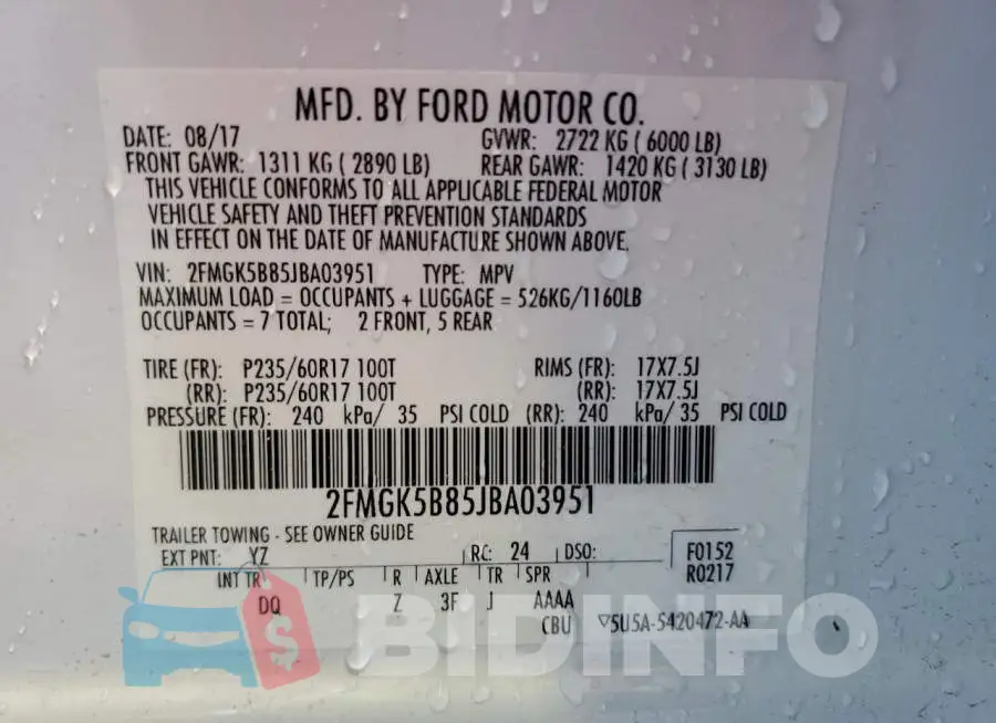 2FMGK5B85JBA03951 Photo# 13