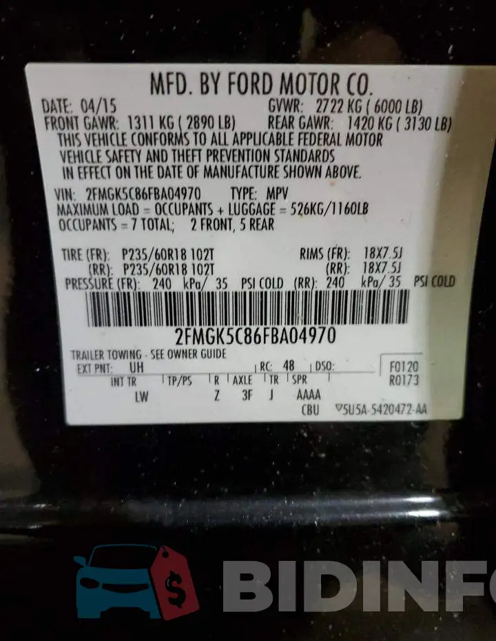 2FMGK5C86FBA04970 Photo# 12
