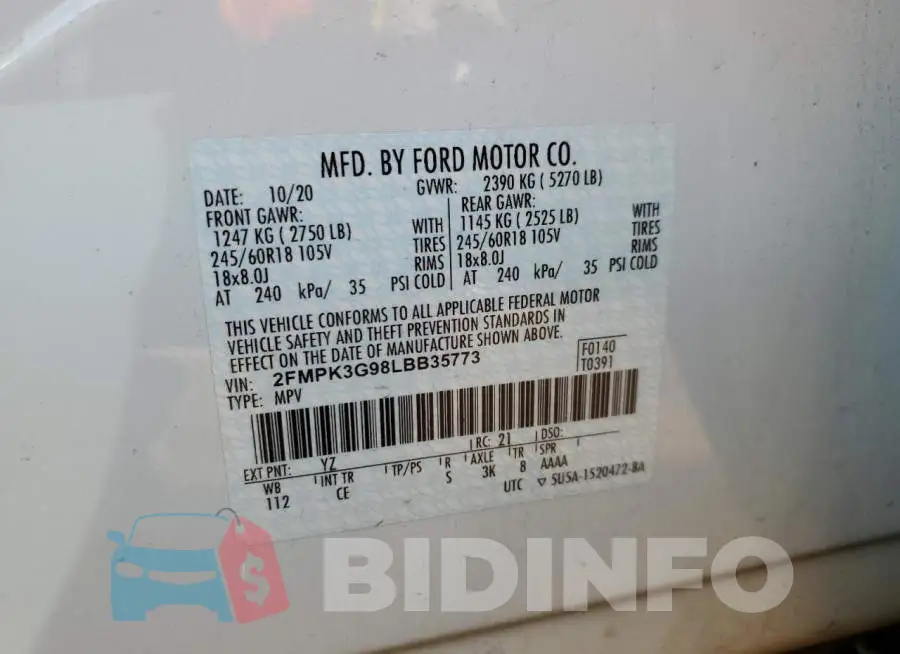 2FMPK3G98LBB35773 Photo# 13