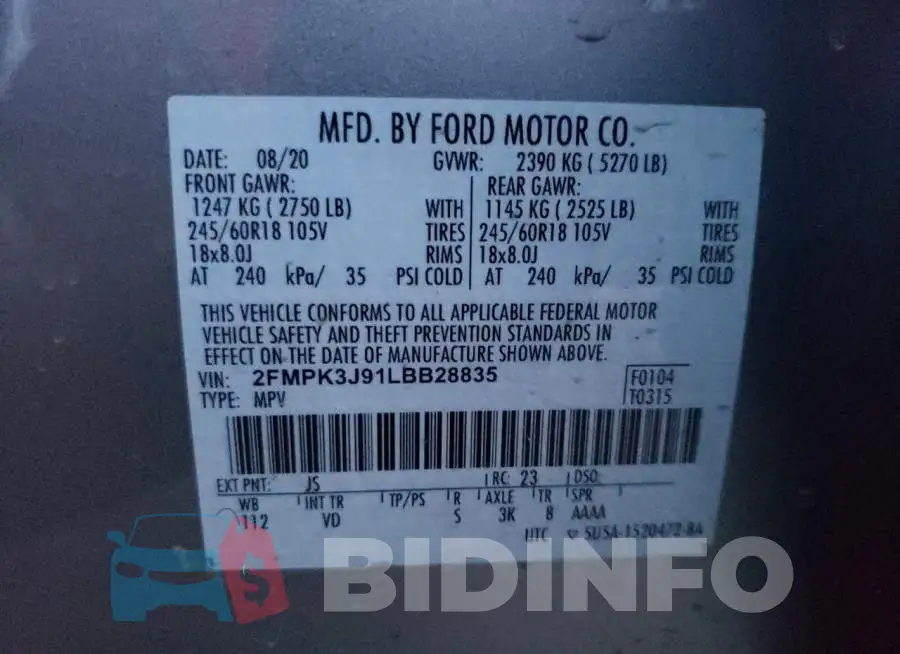 2FMPK3J91LBB28835 Photo# 12