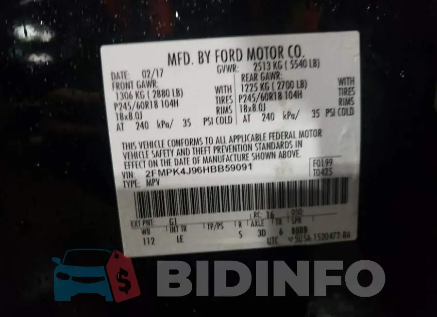 2FMPK4J96HBB59091 Photo# 13
